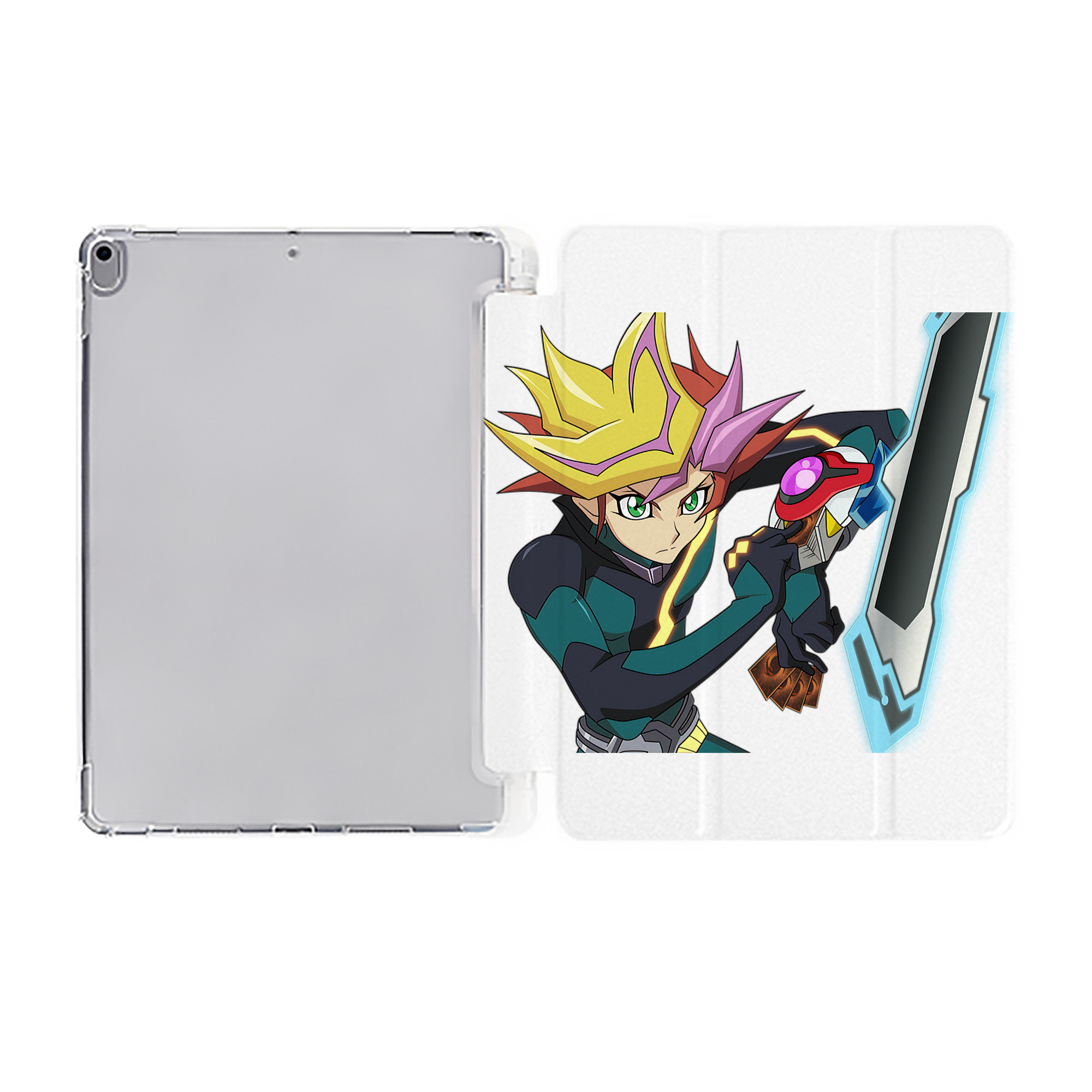（画像用） 遊☆戯☆王 Yu-Gi-Oh! IPad ケース ペン収納付き 三つ折りスタンド PUレザー×シリコン 対応機種9.5/10.5/10.9インチ
